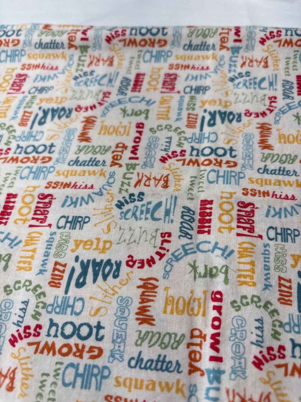 Animal Sounds Word Print Cotton Fabric 10x17" Multicolor Quilting Sewing - Picture 9 of 12
